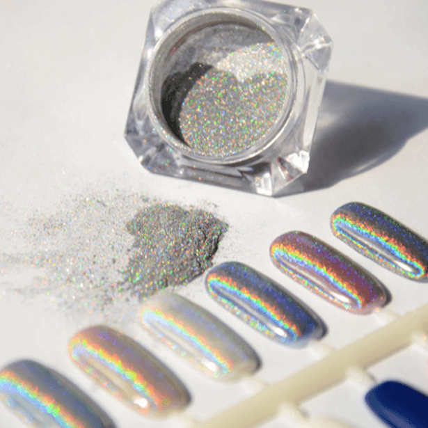 Holographic Nail Powder – Shimmering Unicorn Chrome Effect