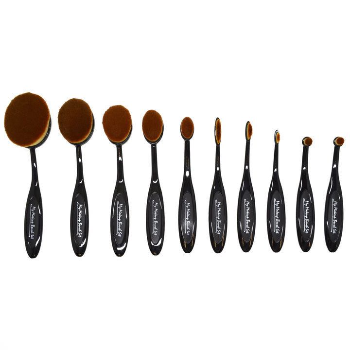 10 Piece Black Oval Brush Set