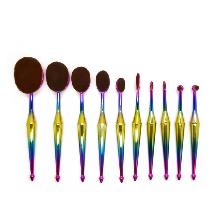 10 Piece Oval Mermaid Brush Set