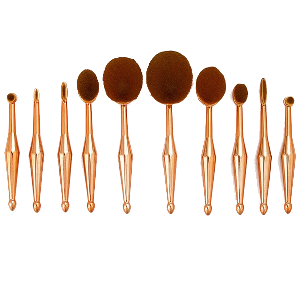 10 Piece Metallic Gold Oval Brush Set ,  - My Make-Up Brush Set, My Make-Up Brush Set
 - 1