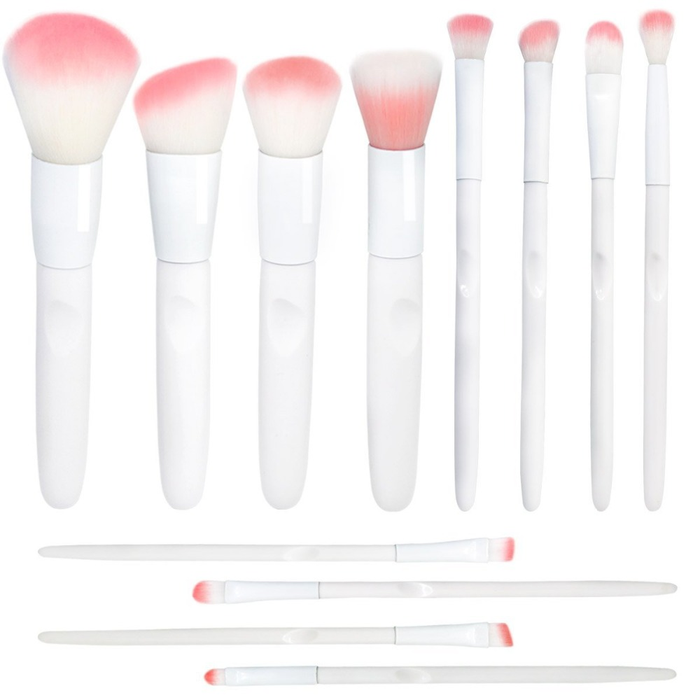 17 Piece Matte White & Pink Brush Set