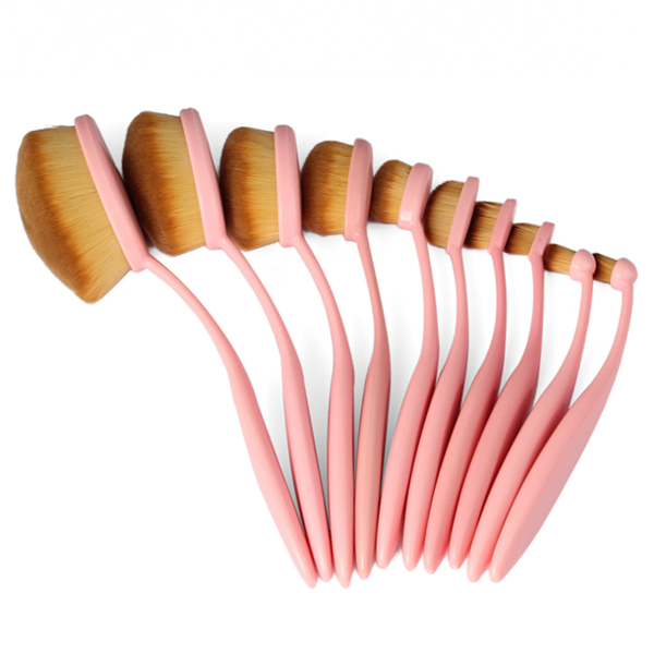 10 Piece Soft Pink Oval Brush Set ,  - My Make-Up Brush Set - US, My Make-Up Brush Set
 - 2