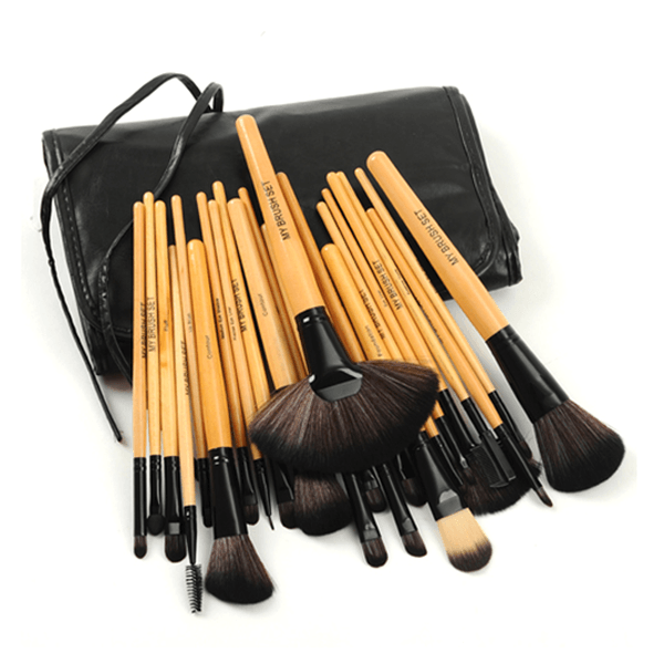 24 Piece Wooden Makeup Brush Set – Complete Face Kit