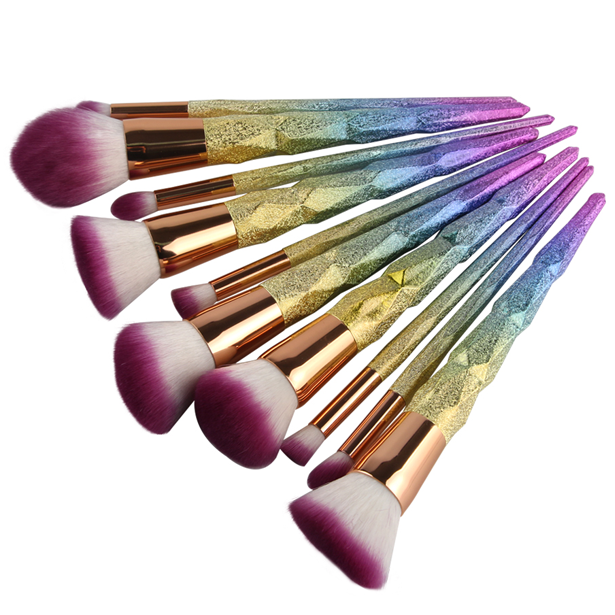 10 Piece Magical Rainbow Makeup Brush Set