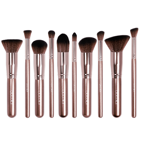 10Piece Coffee Makeup Brush Set – Flawless Makeup Made Easy