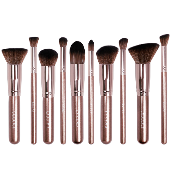 10 Piece Coffee Makeup Brush Set