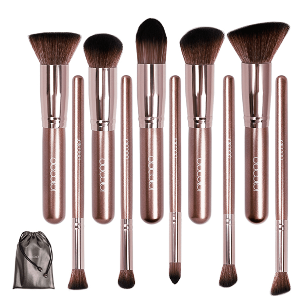 10Piece Coffee Makeup Brush Set – Flawless Makeup Made Easy