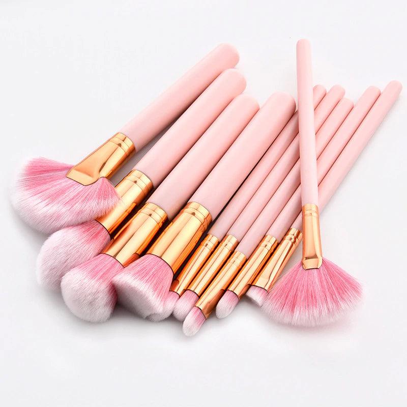 10Piece Rose Brush Set -  Professional  Brush  Set