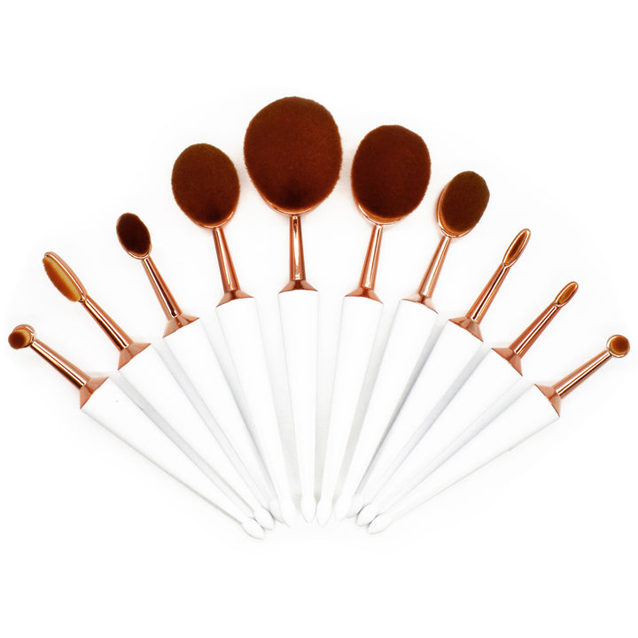 Oval Makeup Brush Set – 10 Piece Professional Application