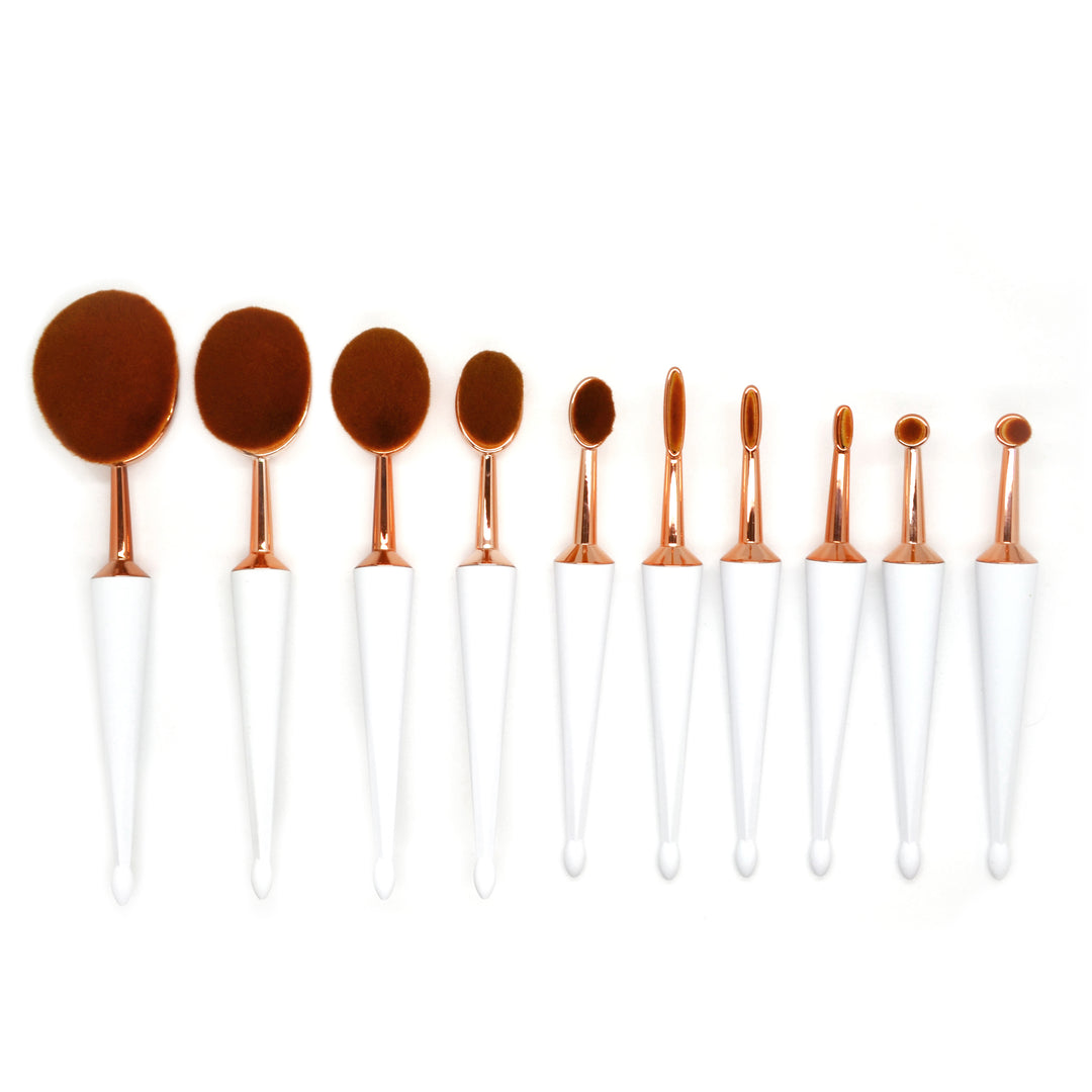 Oval Makeup Brush Set – 10 Piece Professional Application